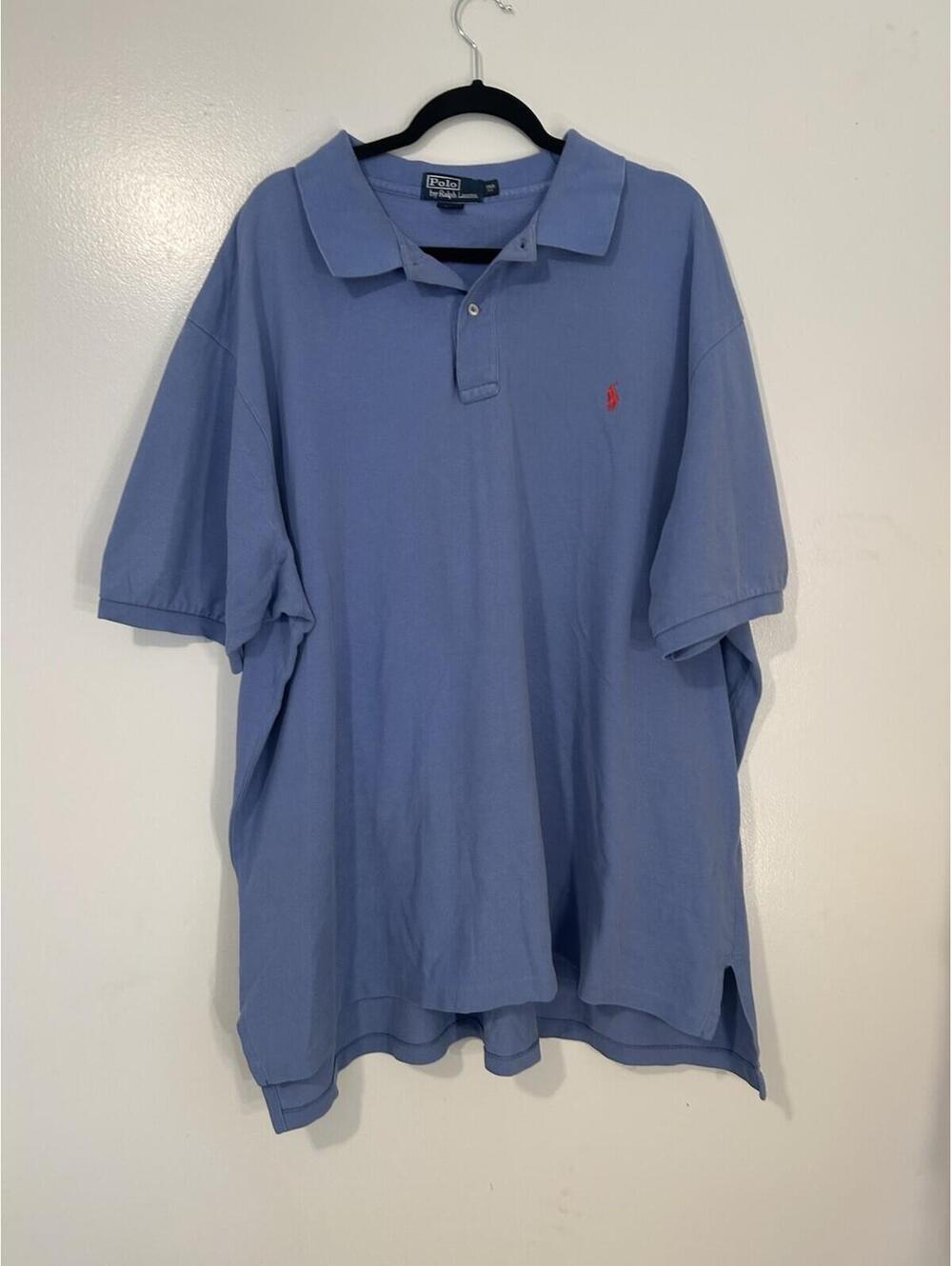 Men's Ralph Lauren Polo Shirt Size 3XB Big Blue With Buttons Pre Loved